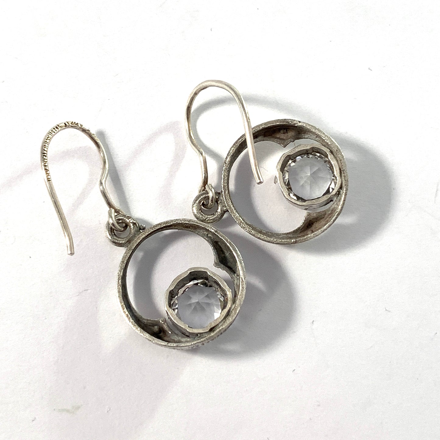 Sten & Laine, Finland. Vintage Sterling Silver Rock Crystal Earrings.
