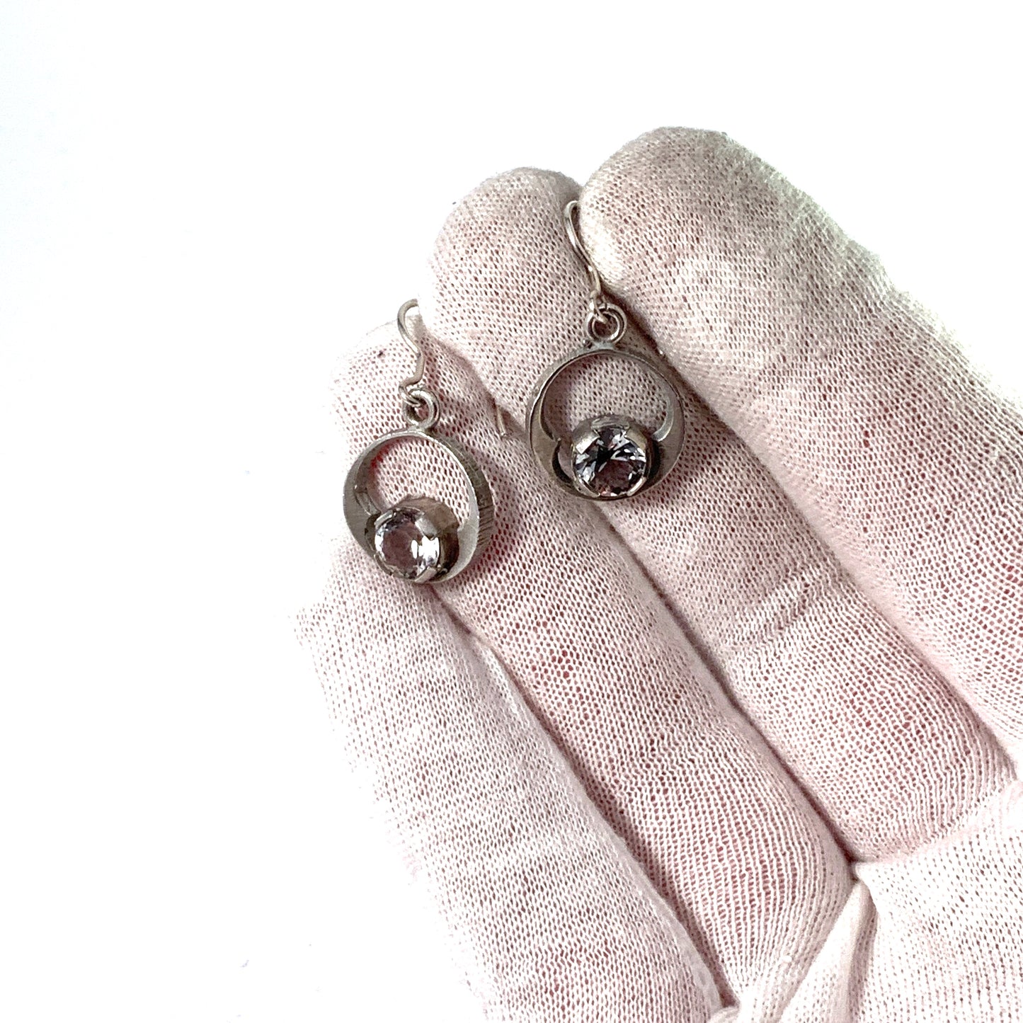 Sten & Laine, Finland. Vintage Sterling Silver Rock Crystal Earrings.