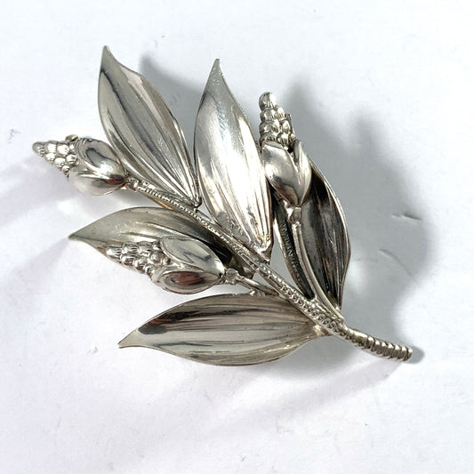 Kaplan, Sweden 1953. Mid Century Sterling Silver Flower Brooch.