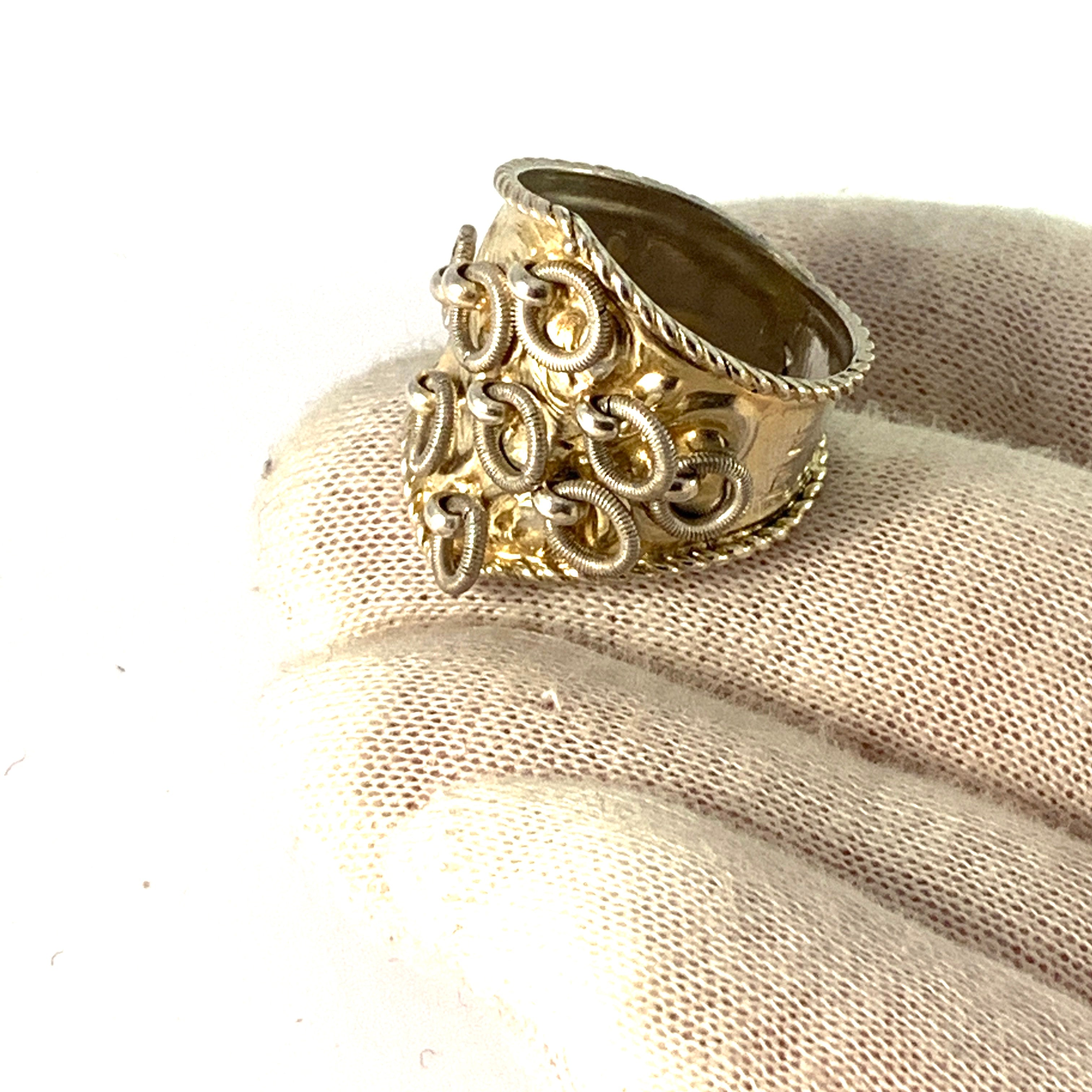 North Sweden year 1879. Antique Solid Silver Traditional Sami Laplander Ring.