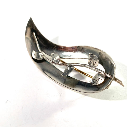 W E Flodin, Sweden 1959. Mid Century Sterling Silver Brooch.