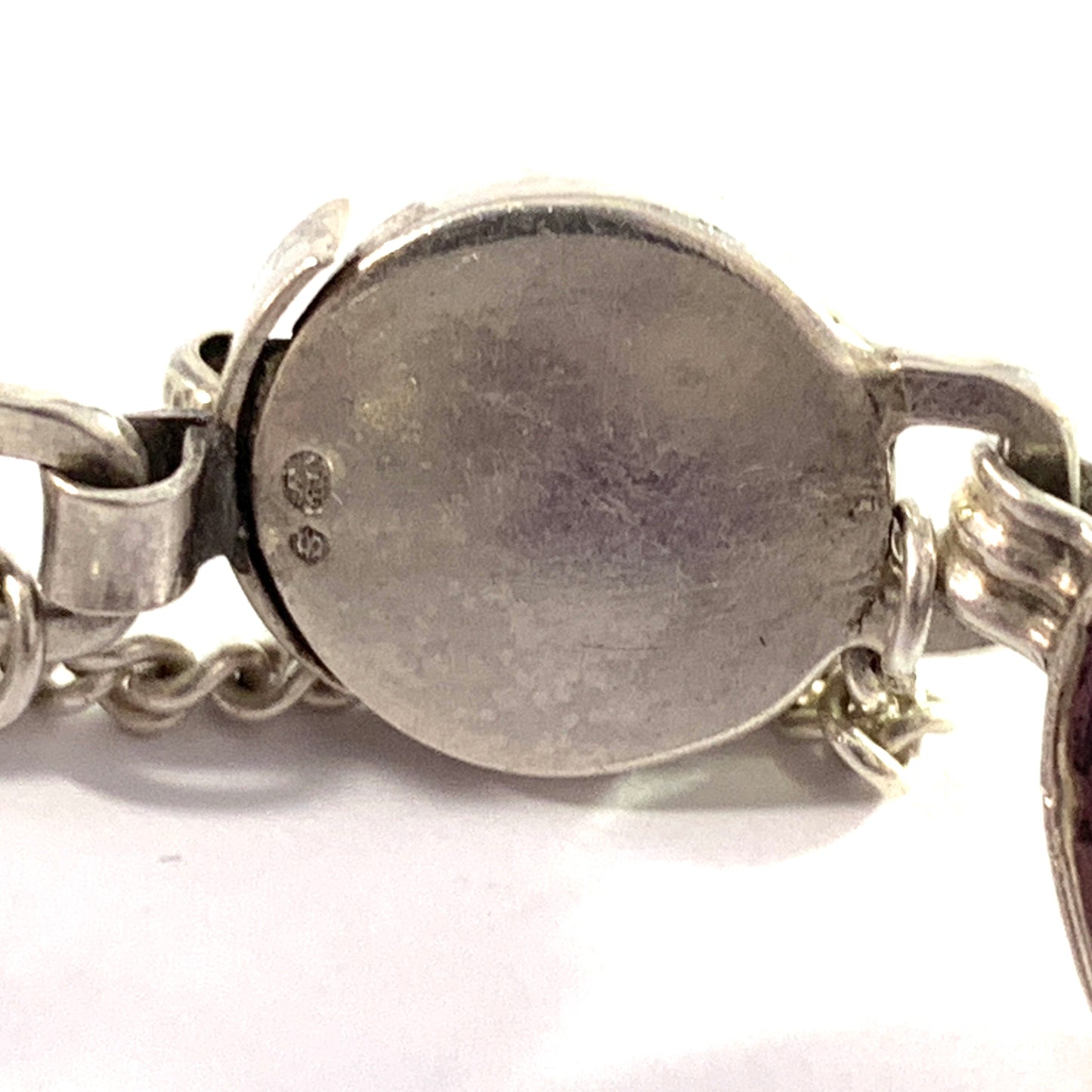 Swedish Import Vintage 835 Silver Amethyst Bracelet.