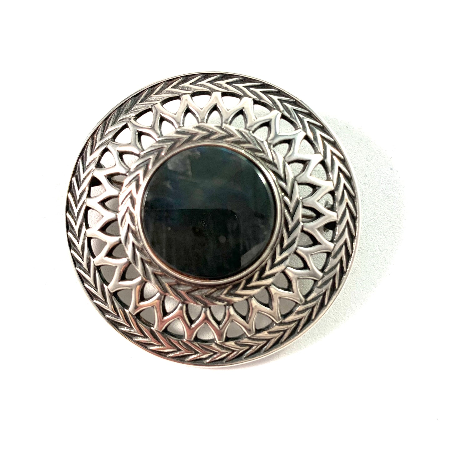 Kalevala Koru, Finland Vintage Sterling Silver Labradorite Brooch.