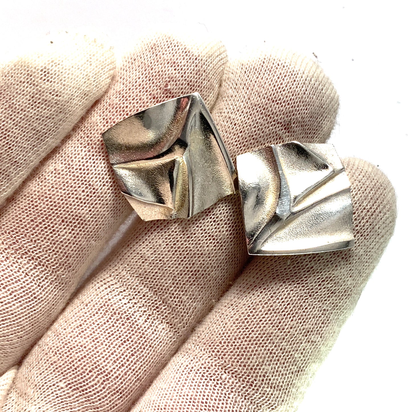 Lapponia, Finland. Vintage Sterling Silver Large Pair of Earrings.