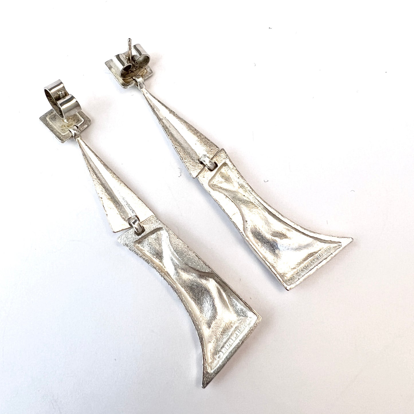 Bjorn Weckstrom for Lapponia, Finland. Vintage Large Sterling Silver Earrings.