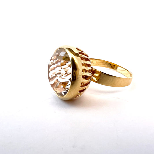 Bengt Hallberg, Sweden 1974. Bold Vintage 18k Gold Rock Crystal Ring.