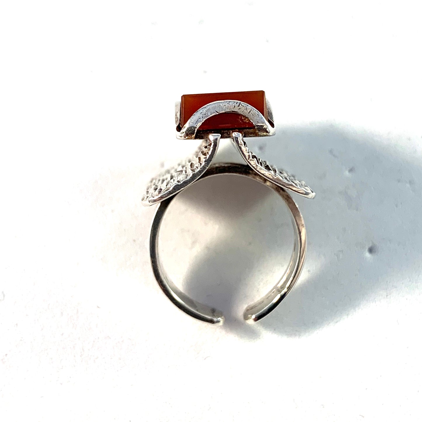 Elis Kauppi,  Kupittaan Kulta Finland 1967 Modernist Sterling Carnelian Ring.