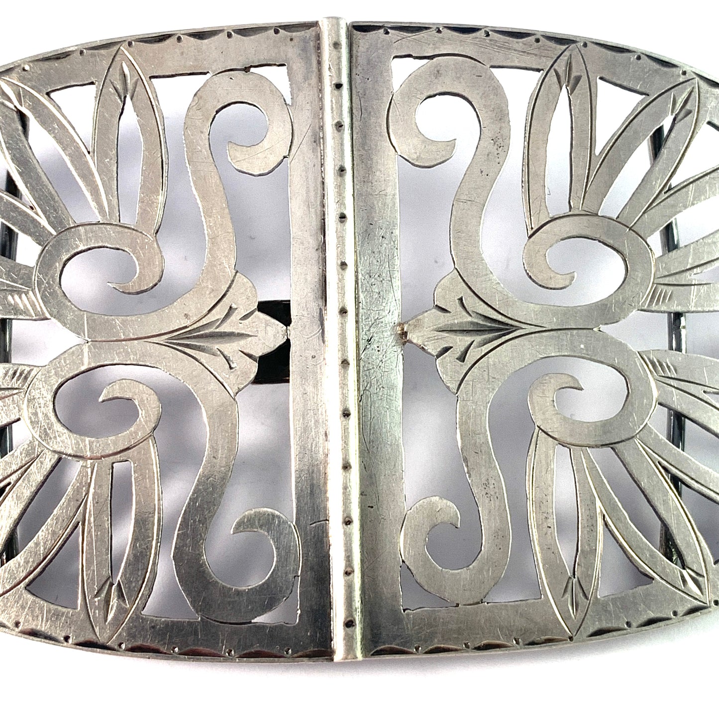 H Fisher, Copenhagen c 1900 Art Nouveau 826 Silver Very Large Buckle