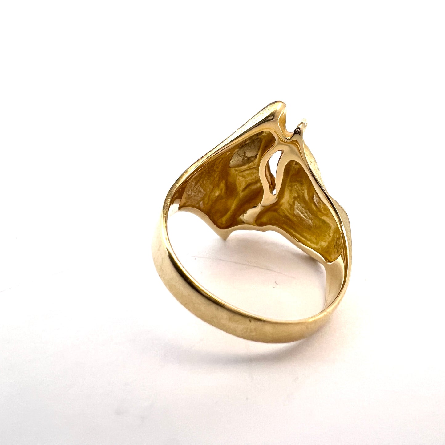 Bjorn Weckstrom, Lapponia Finland 1979. Vintage 18k Gold Platinum Ring. Design: Geisir