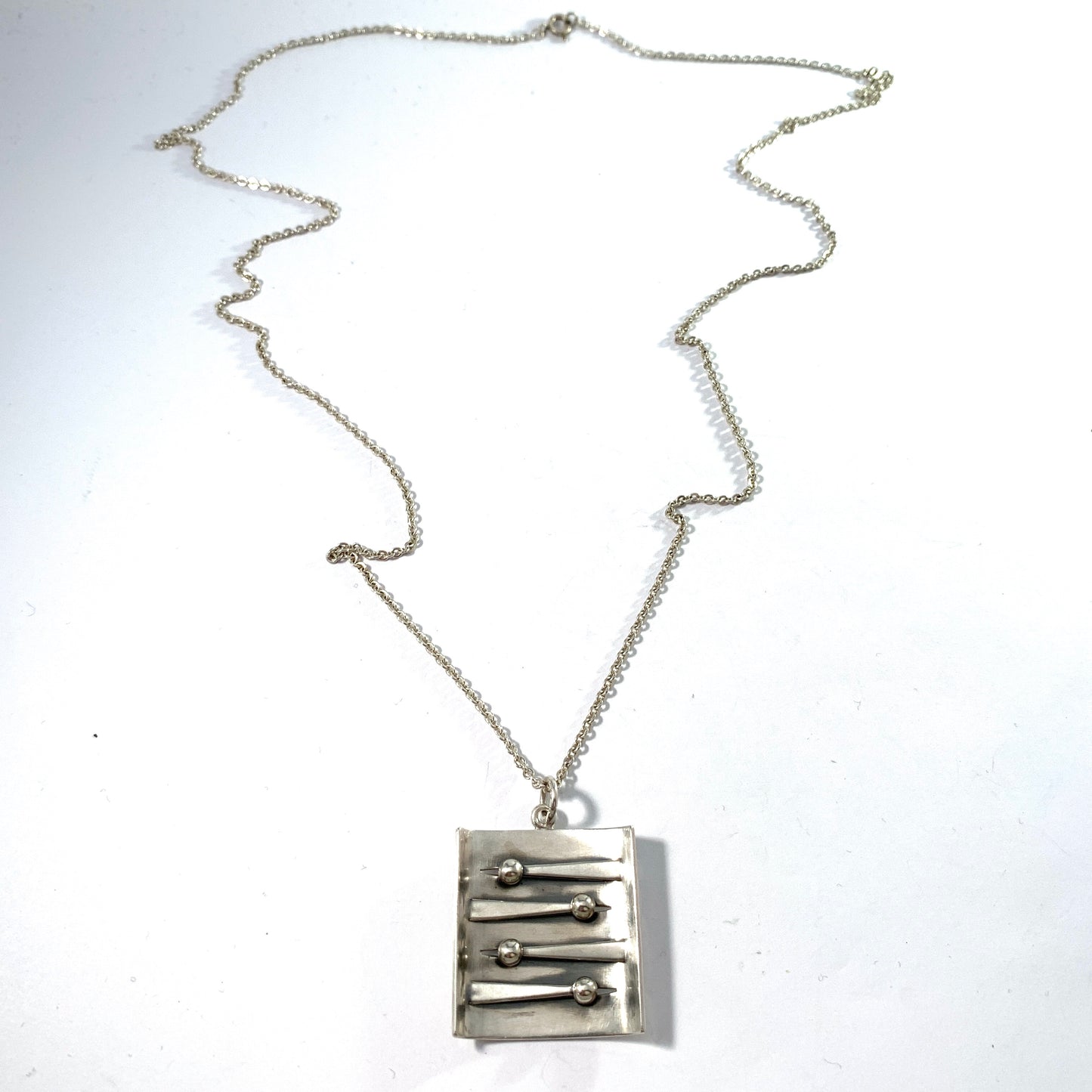 Elis Kauppi, Kupittaan Kulta Finland 1964 Solid Silver Modernist Pendant Necklace.