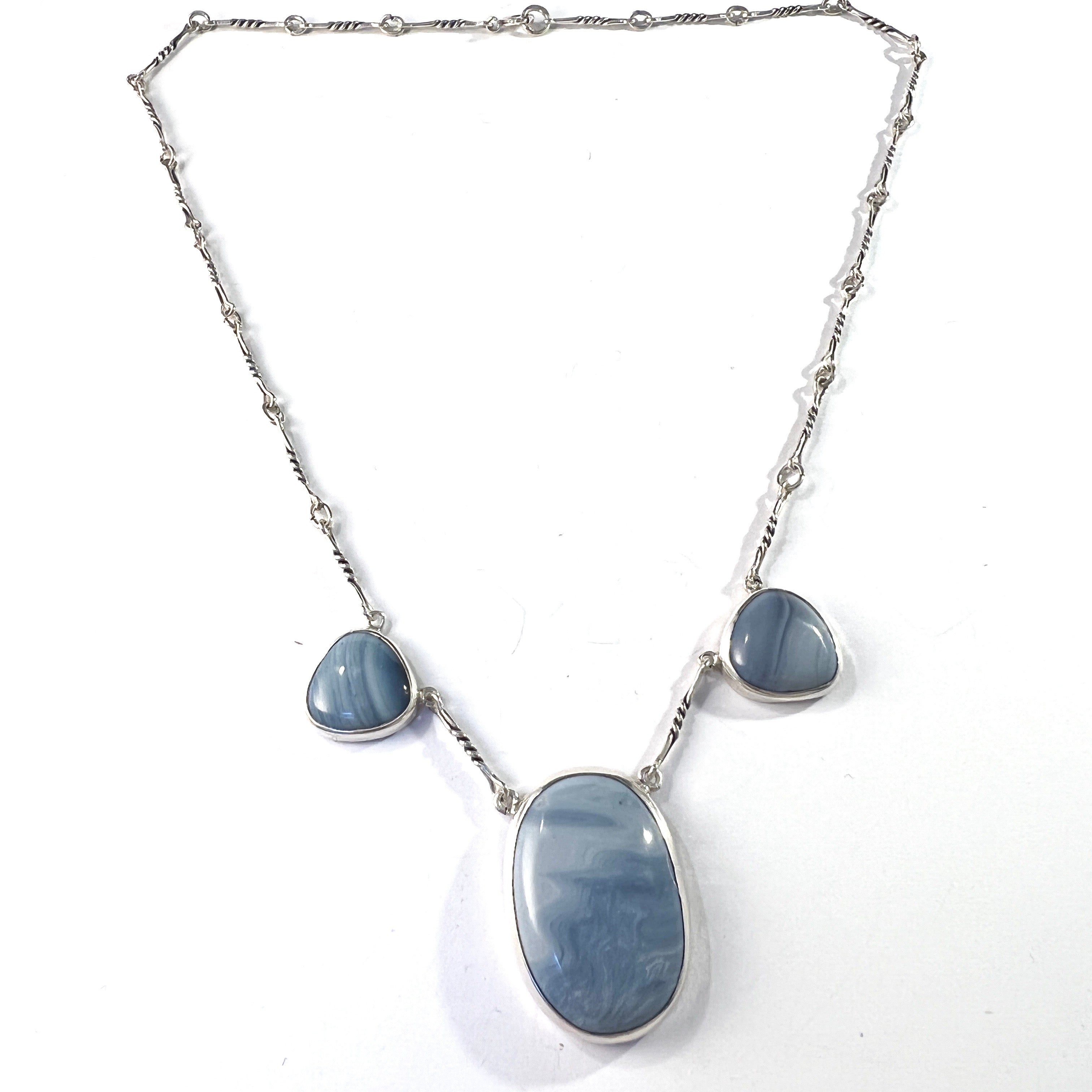 Sweden 1960-70s. Vintage Sterling Silver Bergslagen-stone Necklace.