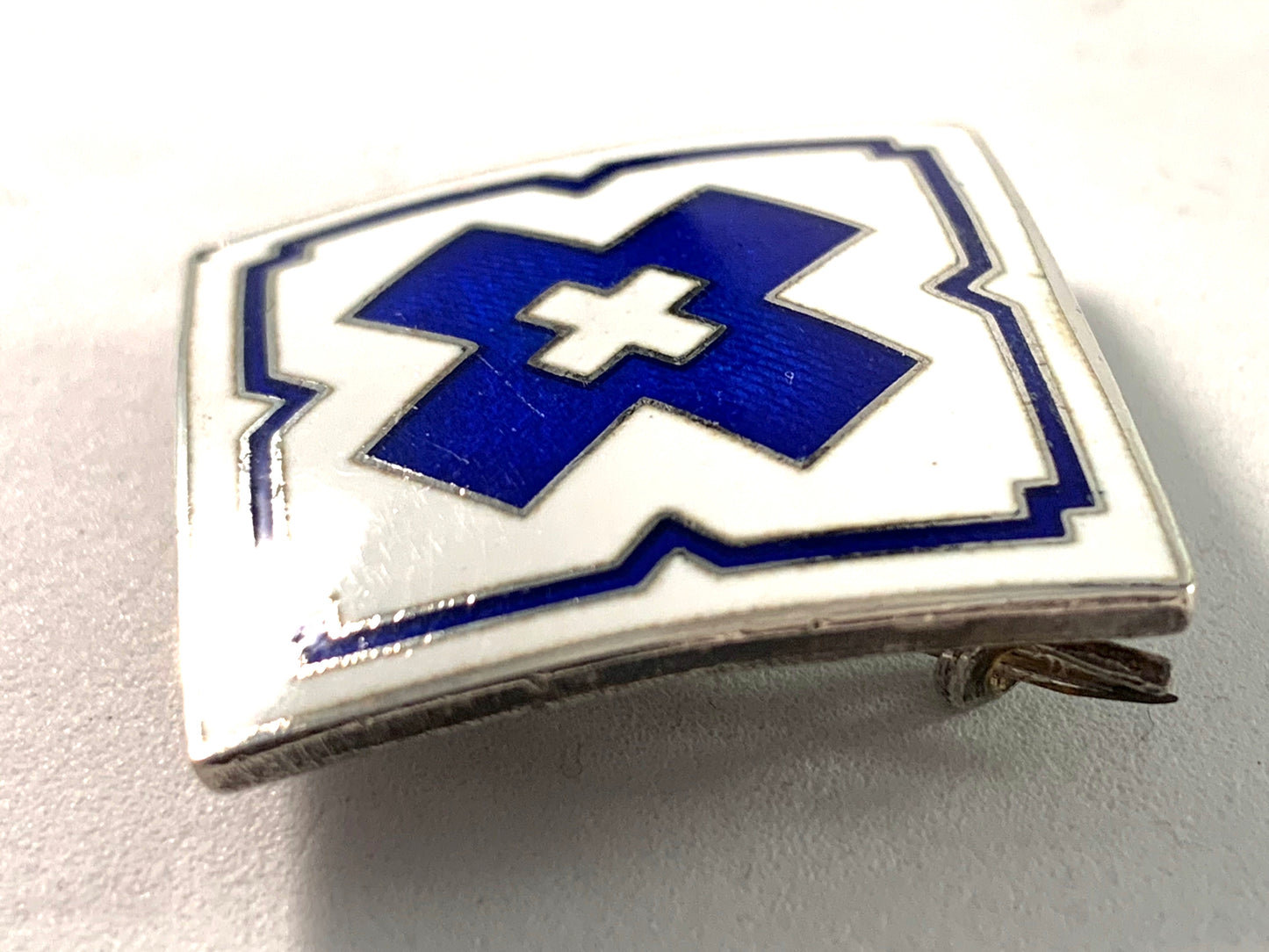 Finland year 1965 Silver Enamel Vintage Nurse Badge Brooch.