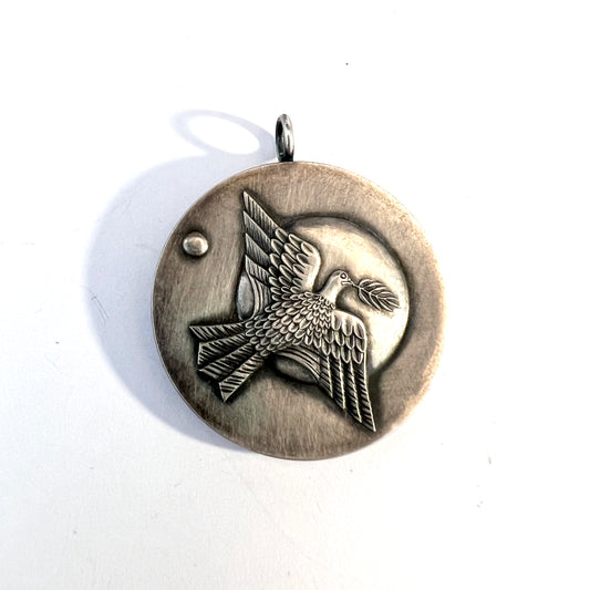 Sweden 1983. Sterling Silver Two Sides Peace Pendant.