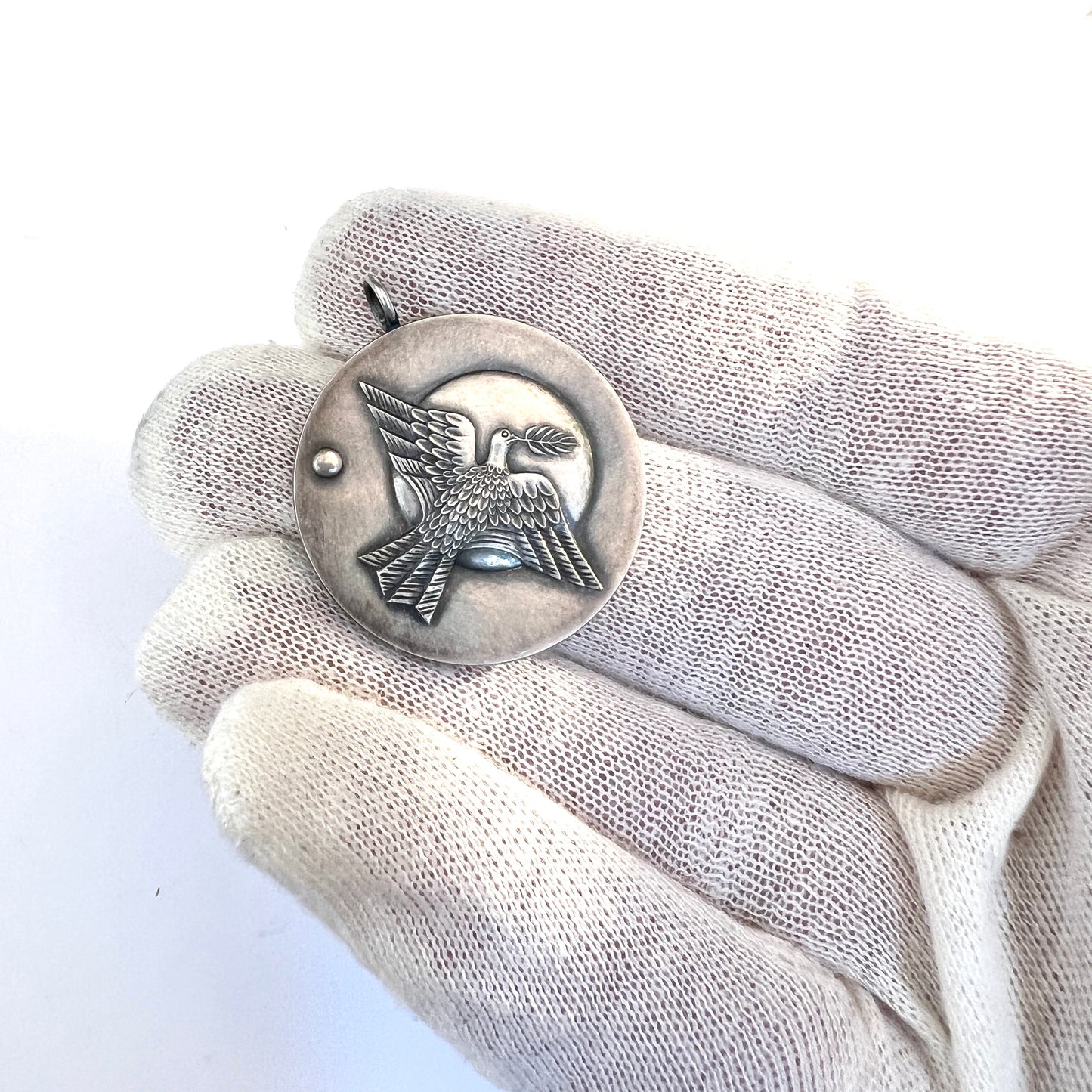 Sweden 1983. Sterling Silver Two Sides Peace Pendant.