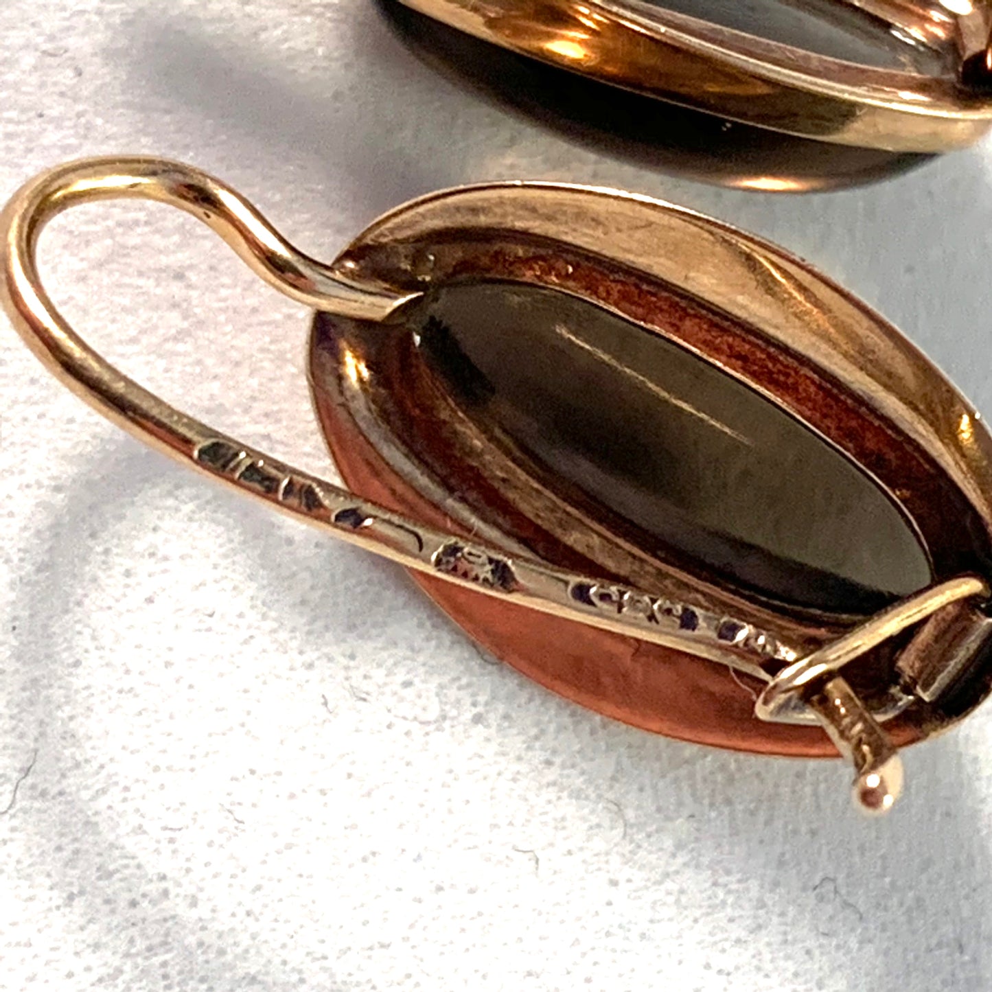 N Westerback, Finland 1964. 14k gold Smoky Quartz Earrings.