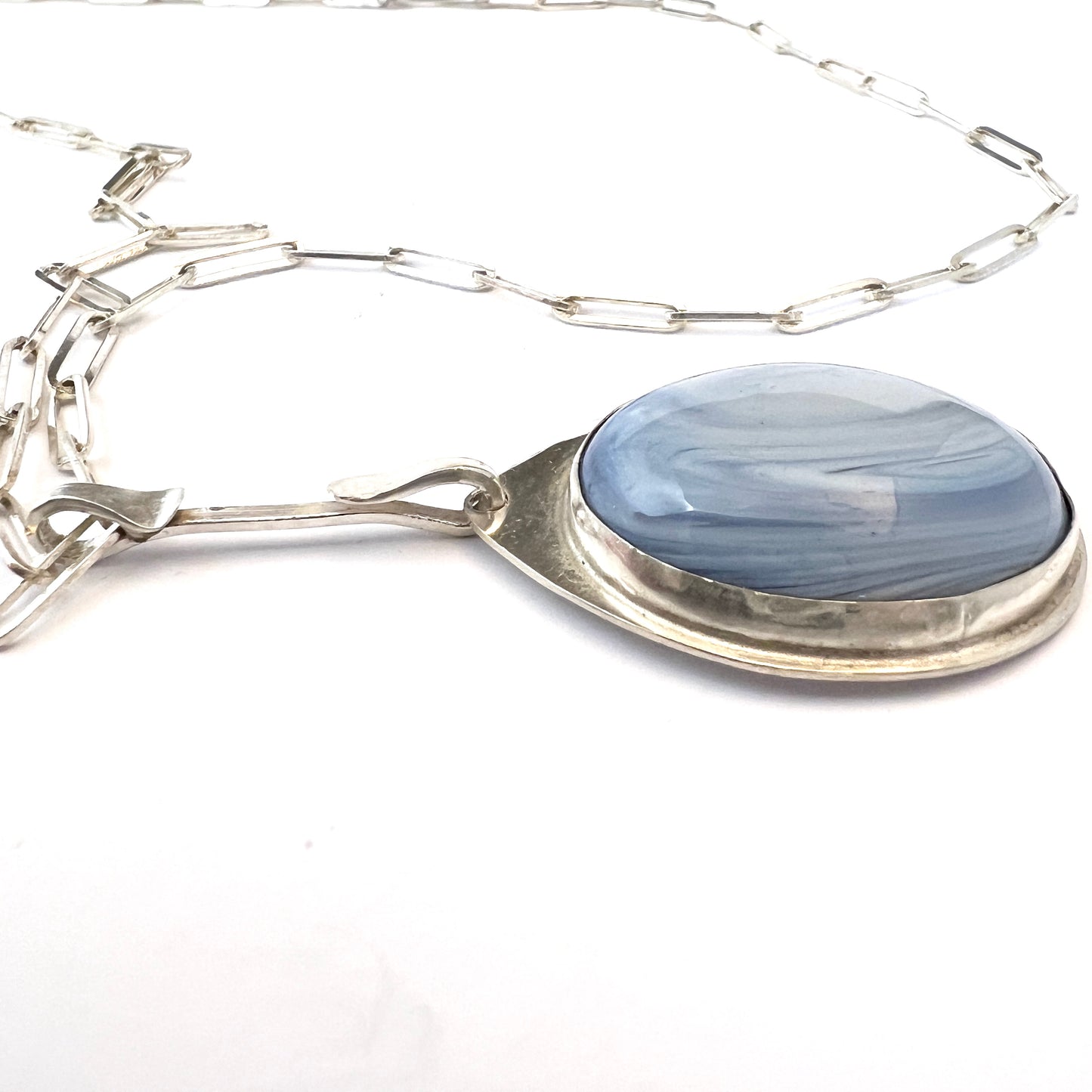 Dalerik, Sweden 1981. Vintage Sterling Silver Bergslagen-stone Pendant Necklace. Signed.