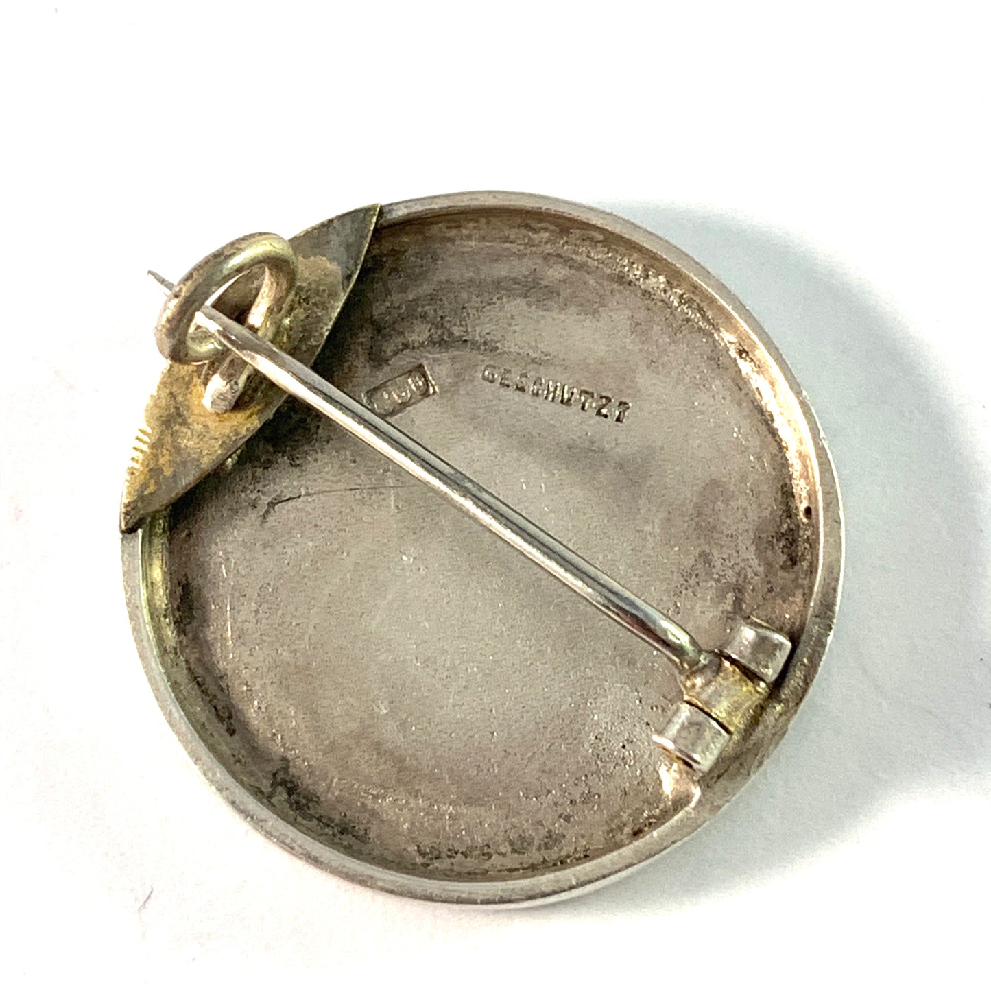 Germany, Antique Victorian 800 Silver Enamel Seed Pearl Brooch Pin. Geschützt