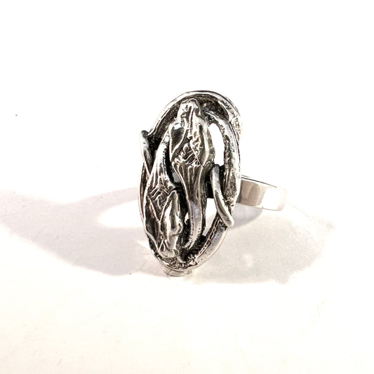 Erik Granit, Finland 1972. Vintage Sterling Silver Snake Ring.