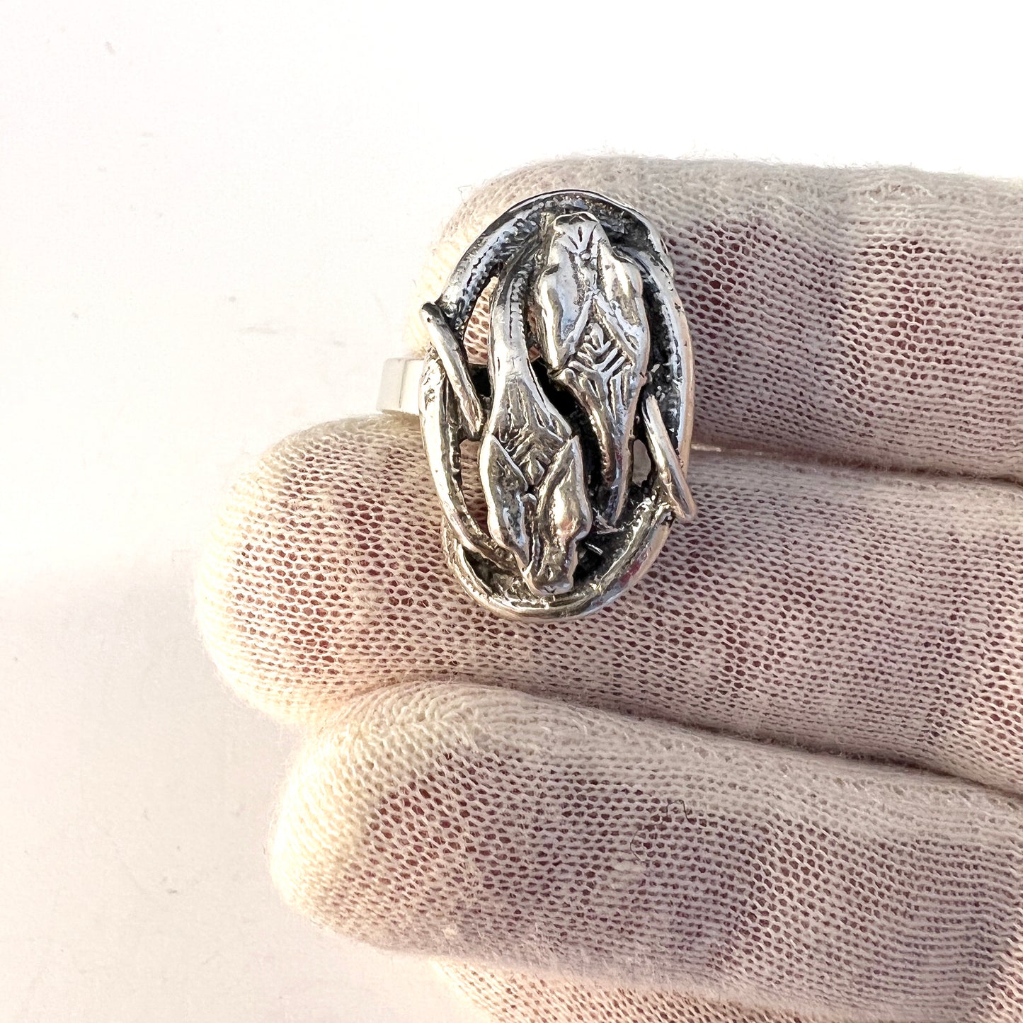 Erik Granit, Finland 1972. Vintage Sterling Silver Snake Ring.