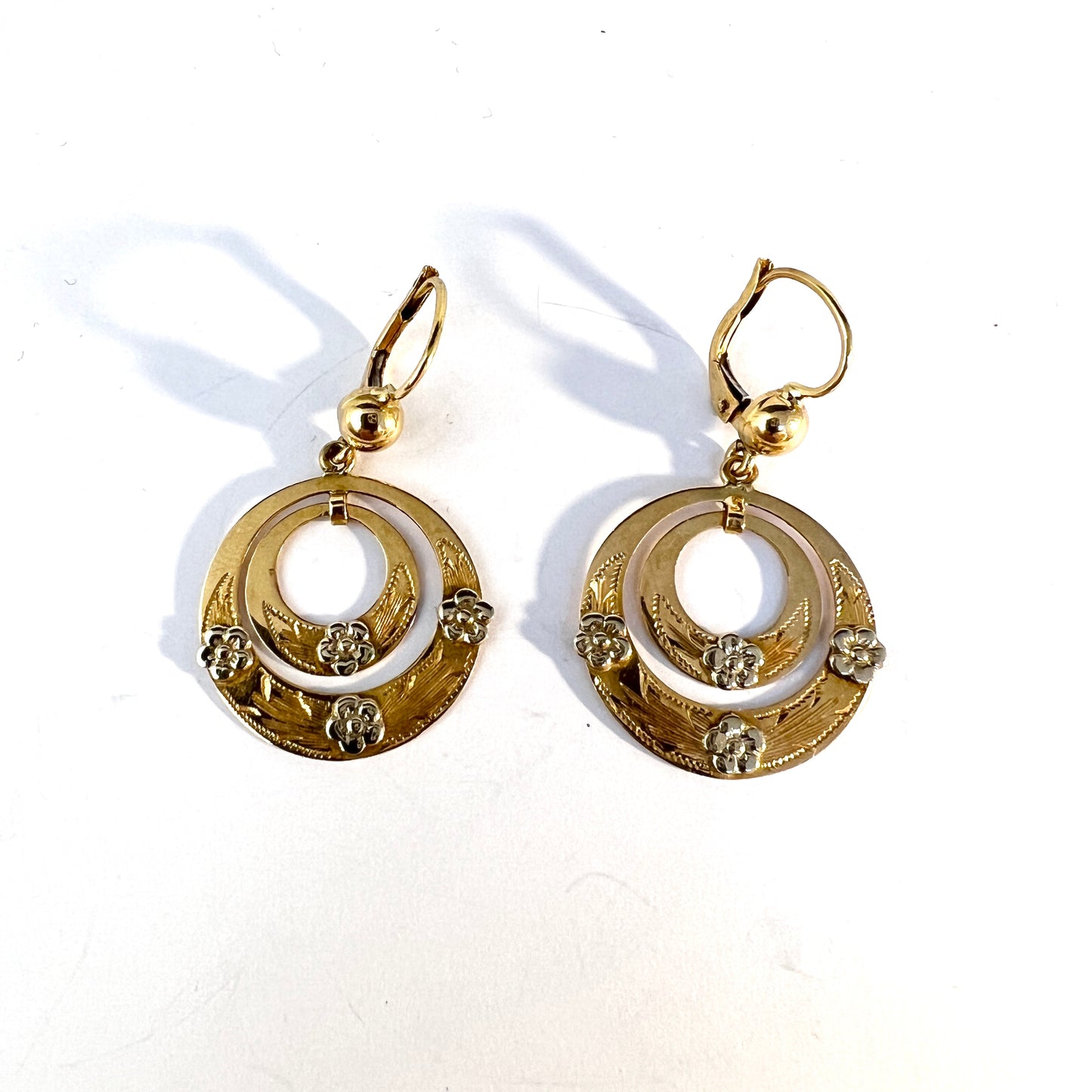 Varese, Italy c 1950s. Vintage Mid-century 18k Gold Earrings.