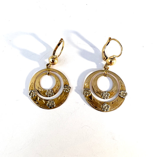 Varese, Italy c 1950s. Vintage Mid-century 18k Gold Earrings.