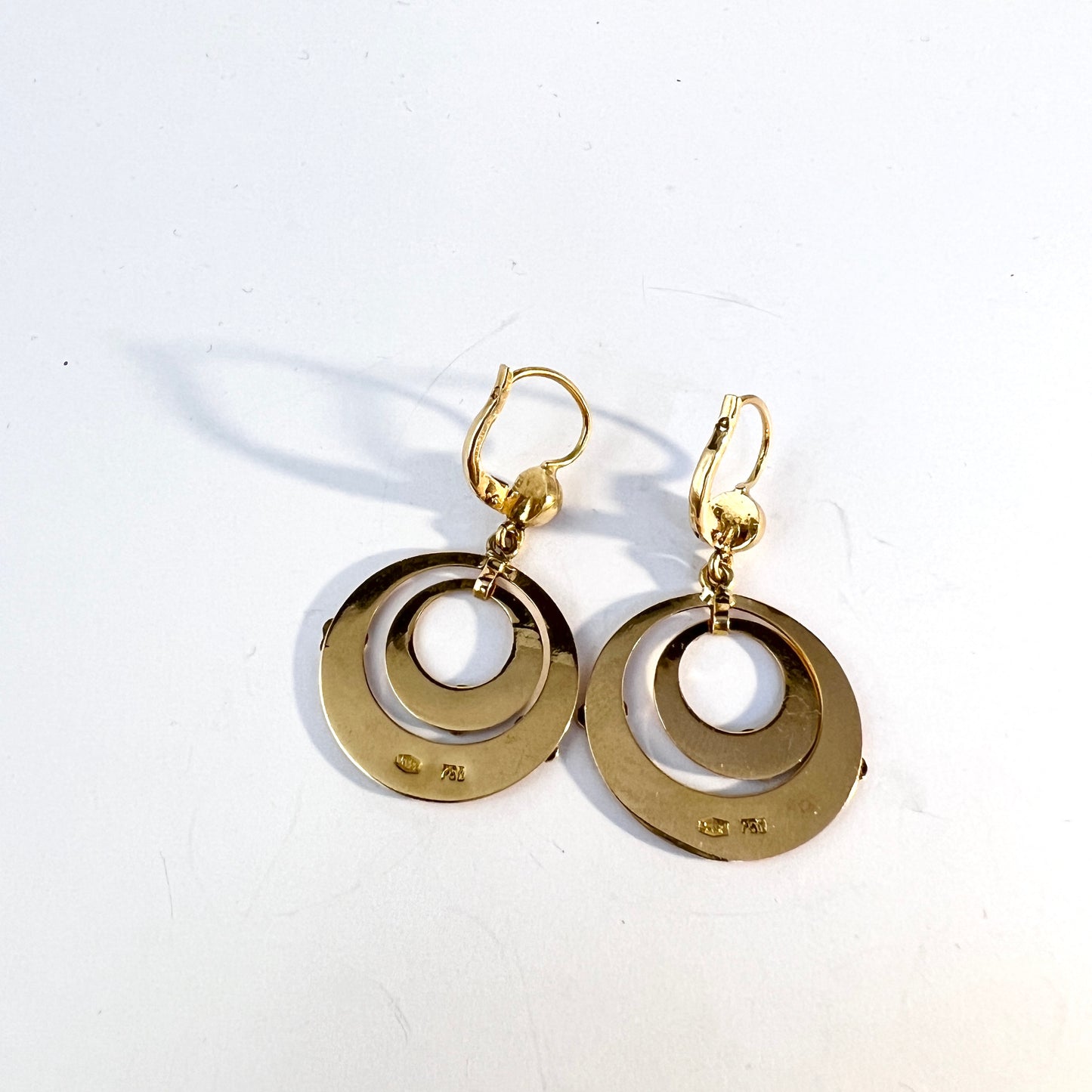 Varese, Italy c 1950s. Vintage Mid-century 18k Gold Earrings.