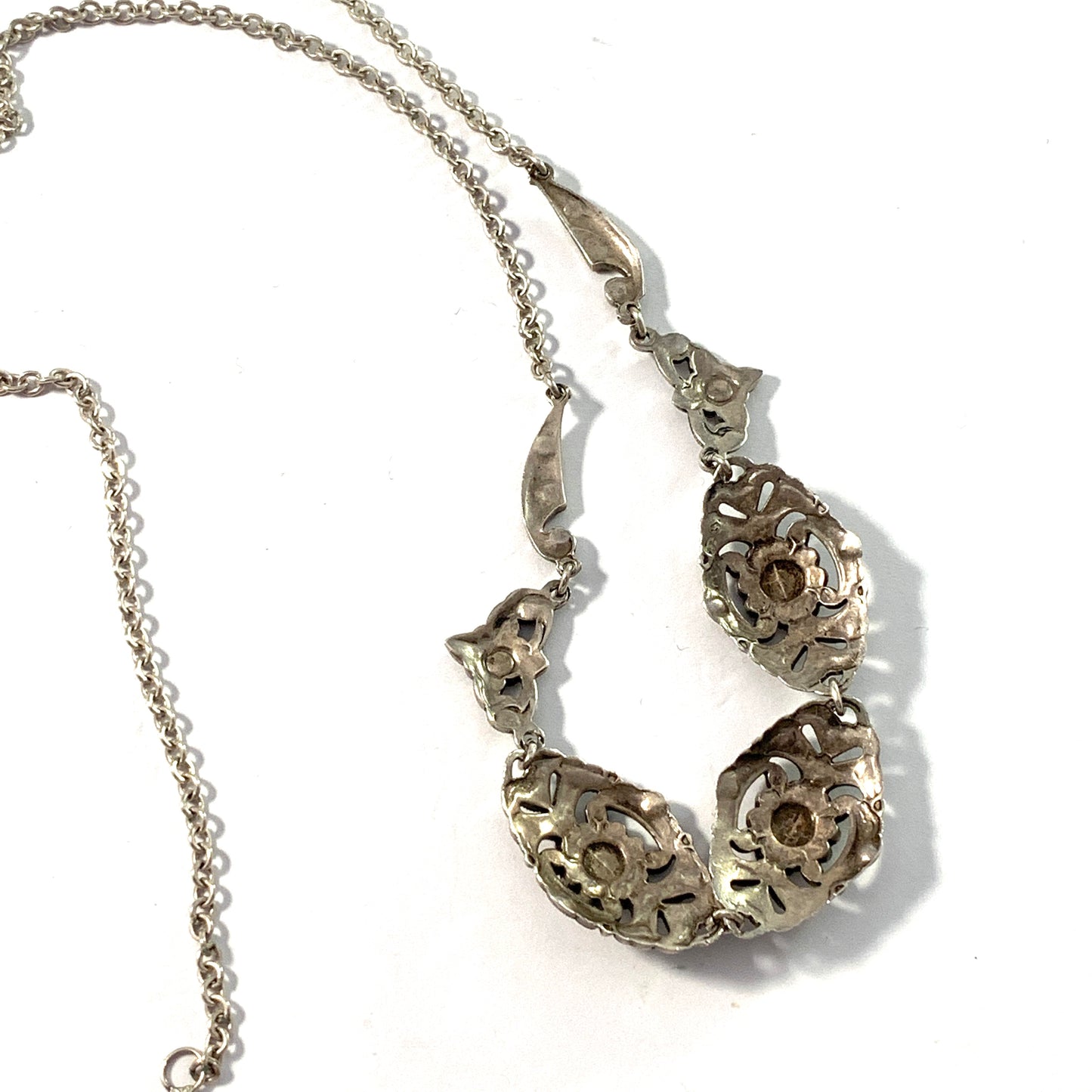 Germany / Austria 1930-40s Solid 835 Silver Marcasite Necklace.