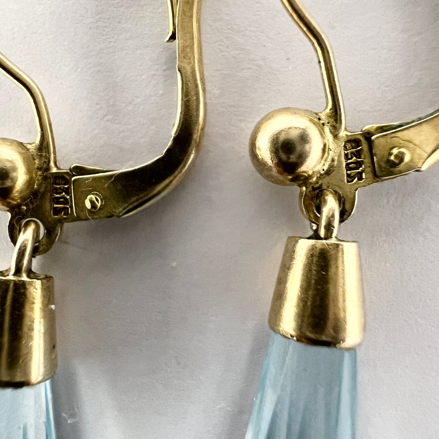 Denmark 1940-50s. Vintage 830 Silver Ice Blue Glass Earrings.