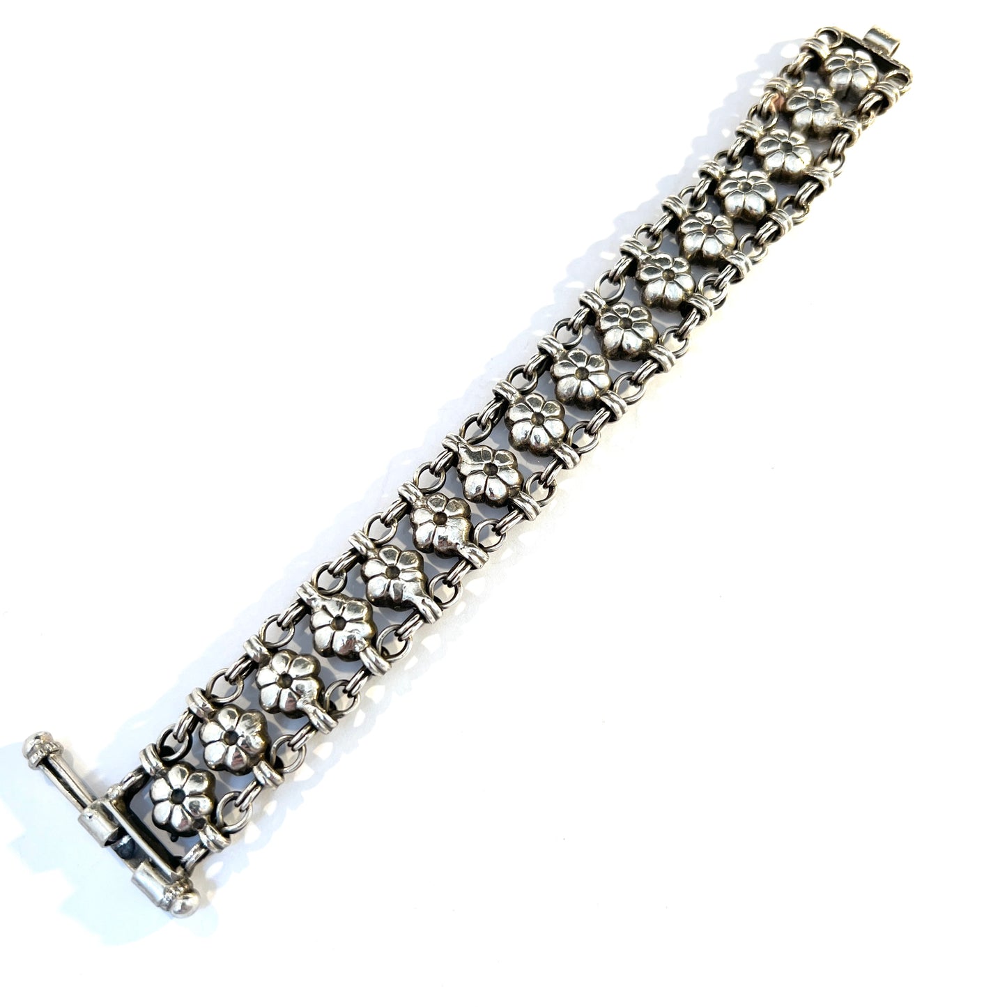 Vintage 1950s Chunky 800 Silver Bracelet. Probably Italy.