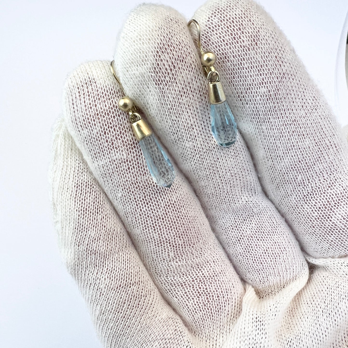 Denmark 1940-50s. Vintage 830 Silver Ice Blue Glass Earrings.