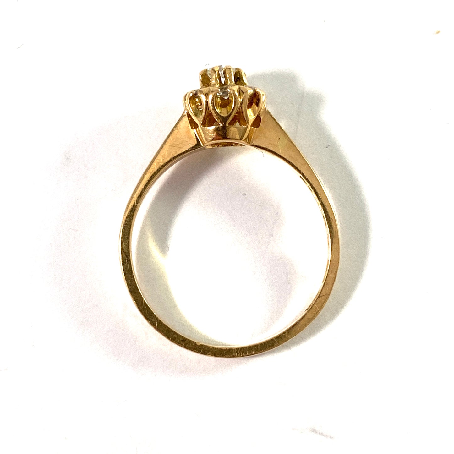 Alton, Sweden. Vintage 18k Gold Synthetic White Spinel Cluster Ring.