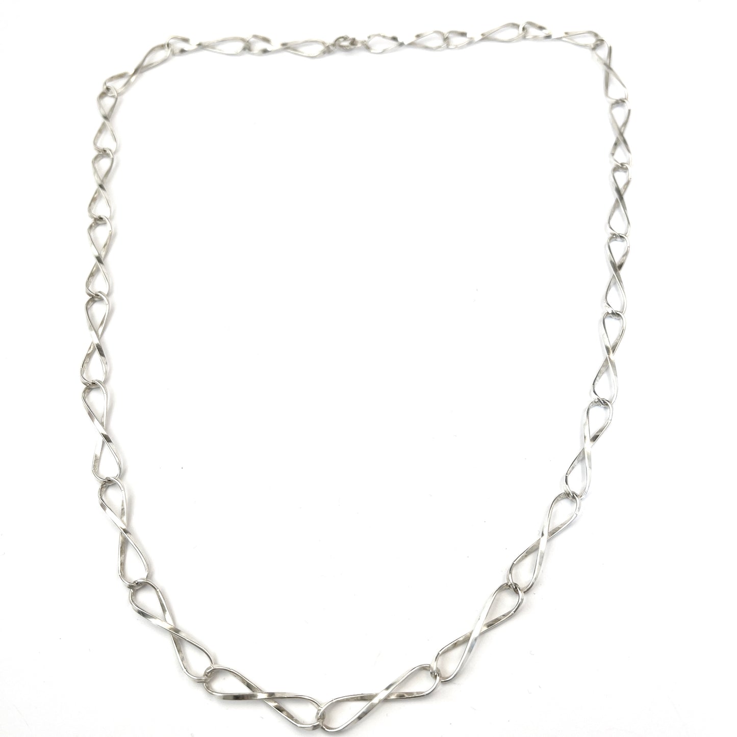 Vintage c 1970-80s. Solid 835 Silver 27in Infinity Link  Necklace.