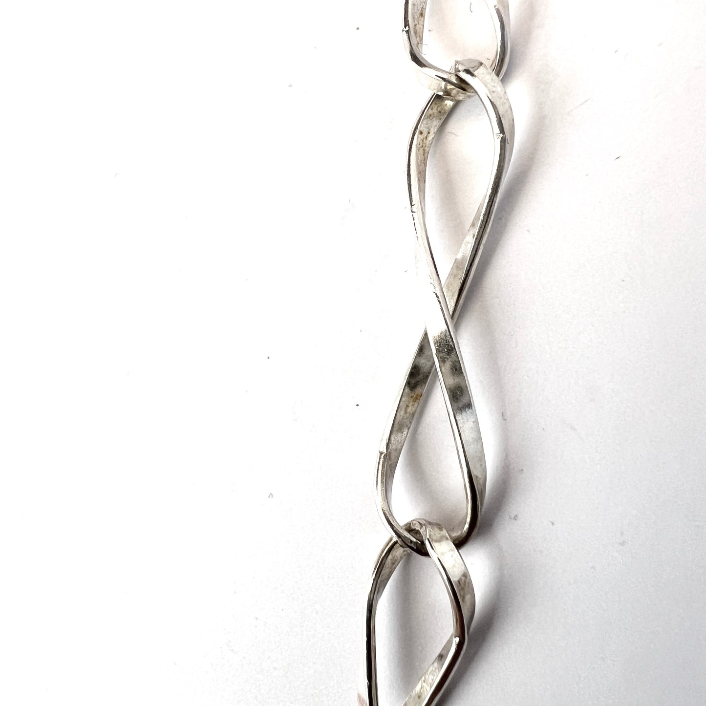 Vintage c 1970-80s. Solid 835 Silver 27in Infinity Link  Necklace.