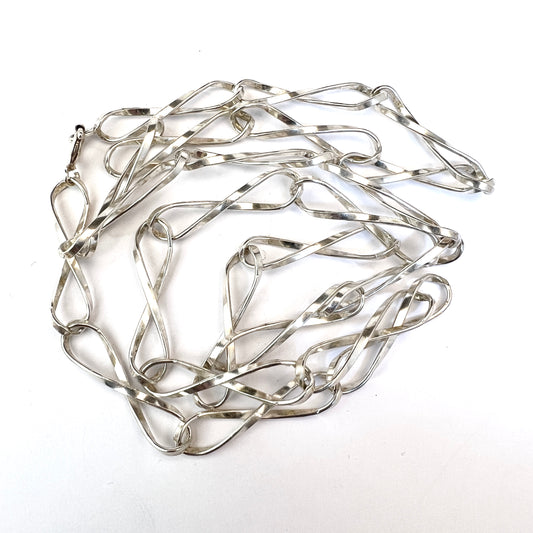 Vintage c 1970-80s. Solid 835 Silver 27in Infinity Link  Necklace.