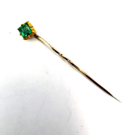 Antique Victorian 14k Gold Emerald Stick Pin