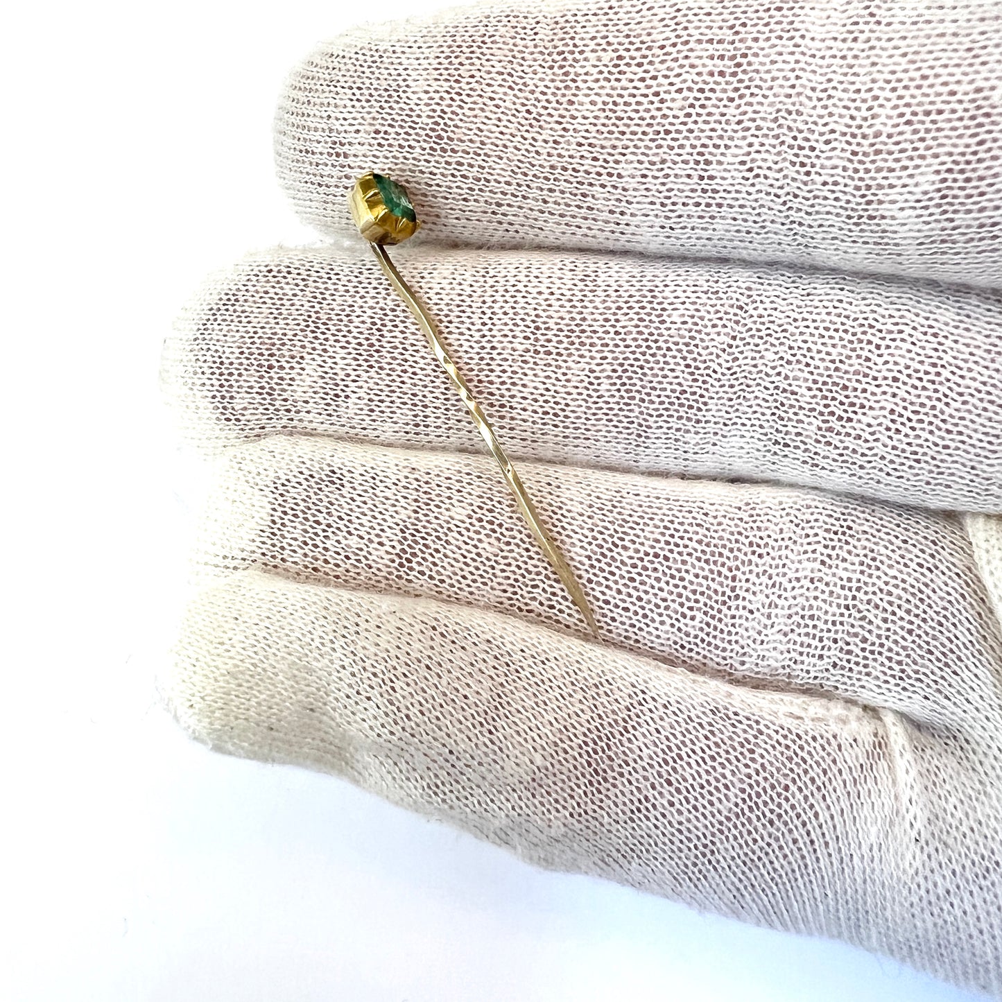 Antique Victorian 14k Gold Emerald Stick Pin