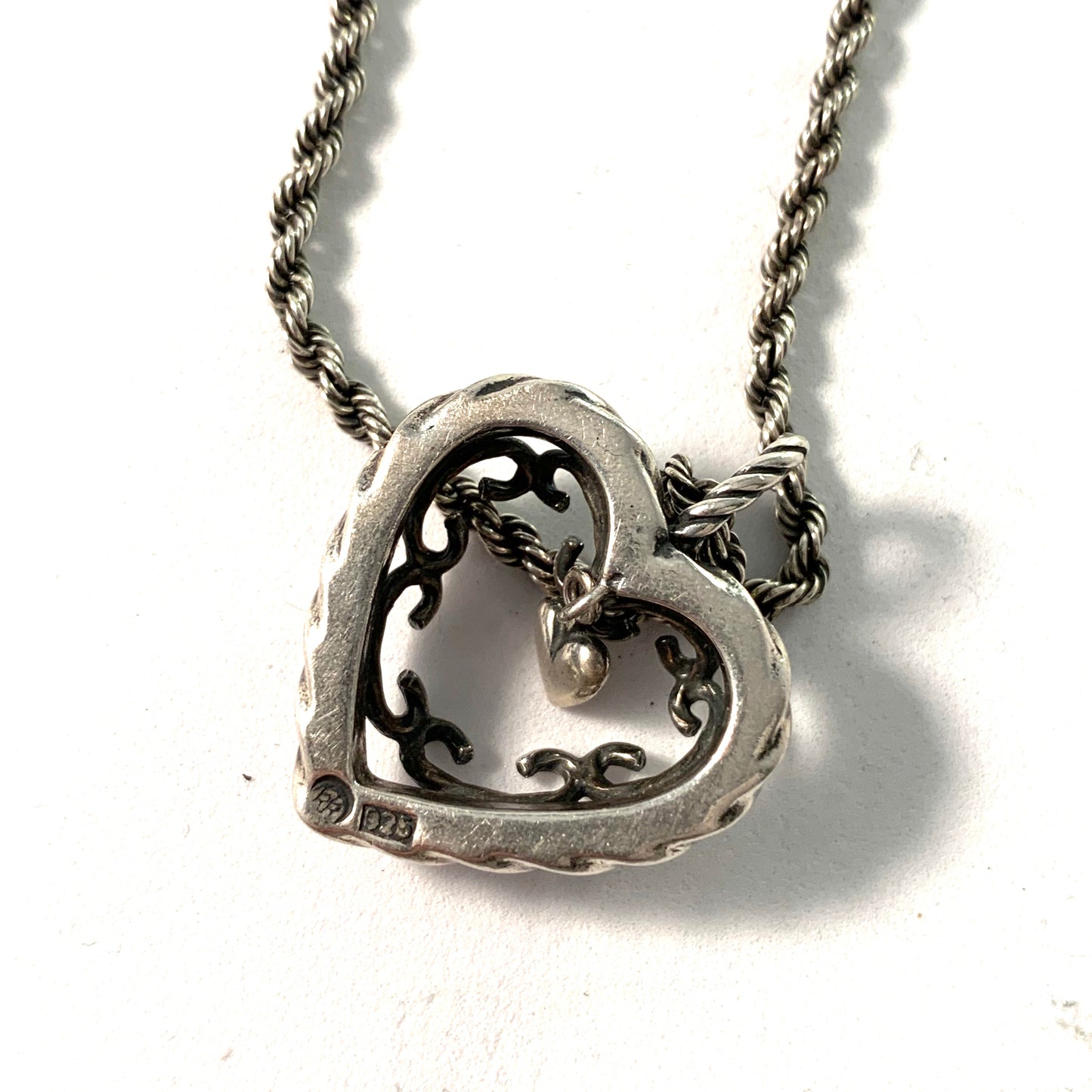 Kalevala Koru, Finland Vintage Sterling Silver Heart Pendant Necklace
