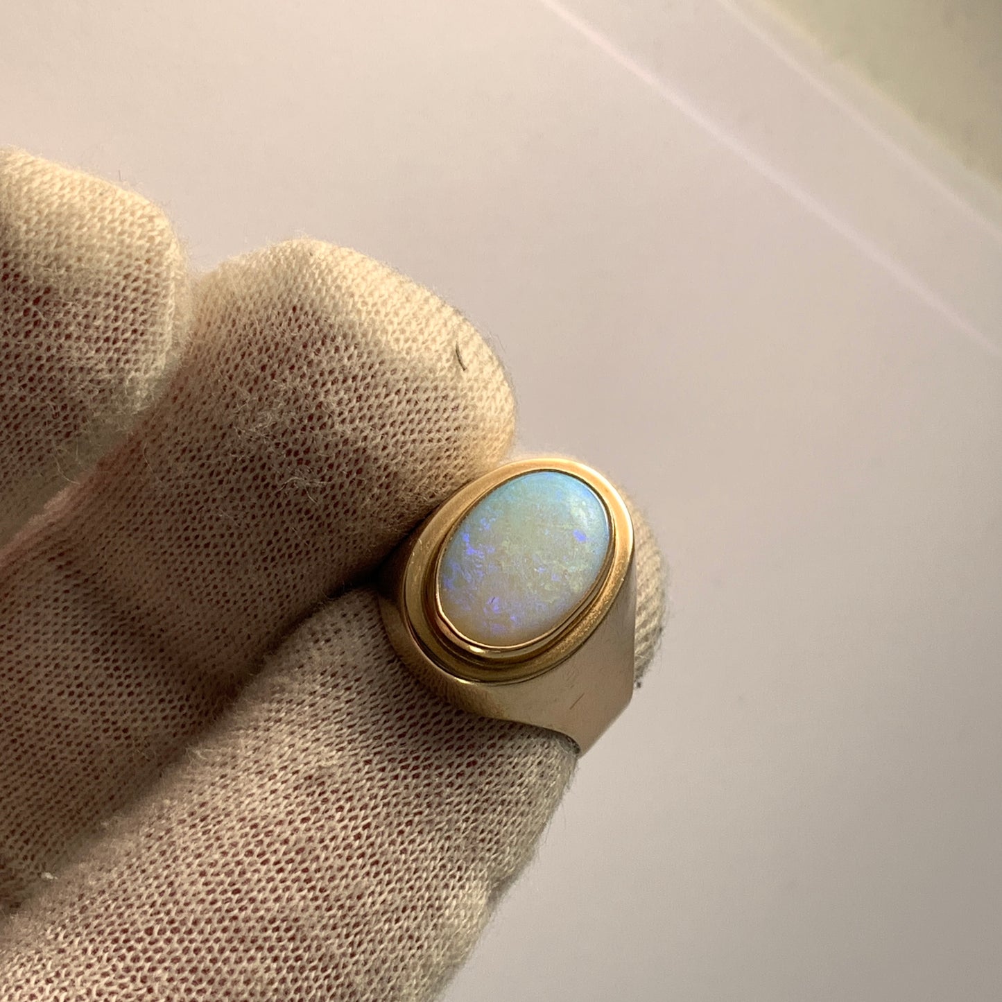 Erik Poul Fenster, Denmark 1950s. Vintage 14k Gold Opal Unisex Ring.