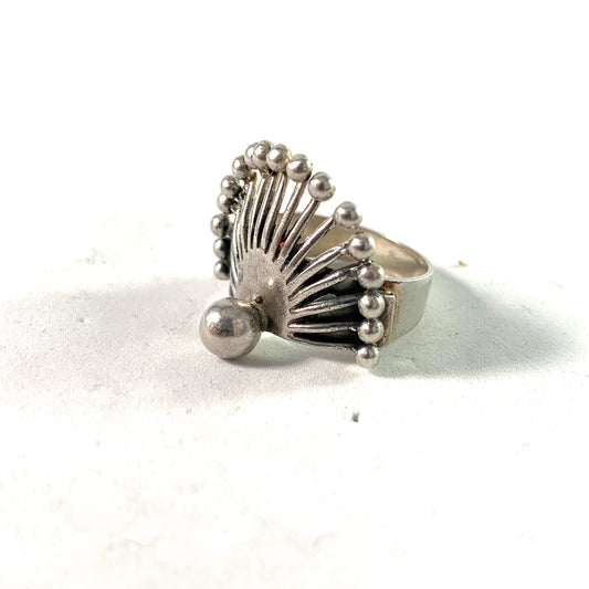 Turun Hopea, Finland 1968 Modernist Silver Ring.