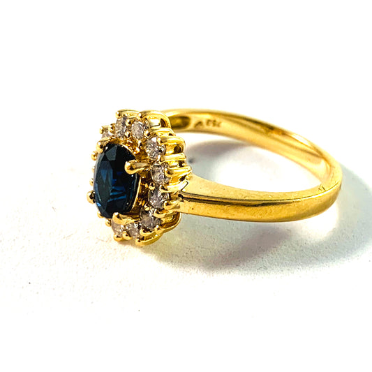 Vintage 18k Gold Diamond Sapphire Ring.