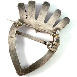 Jöns P Möller, Sweden 1807-31. Georgian Solid Silver Paste Crowned Heart Brooch.