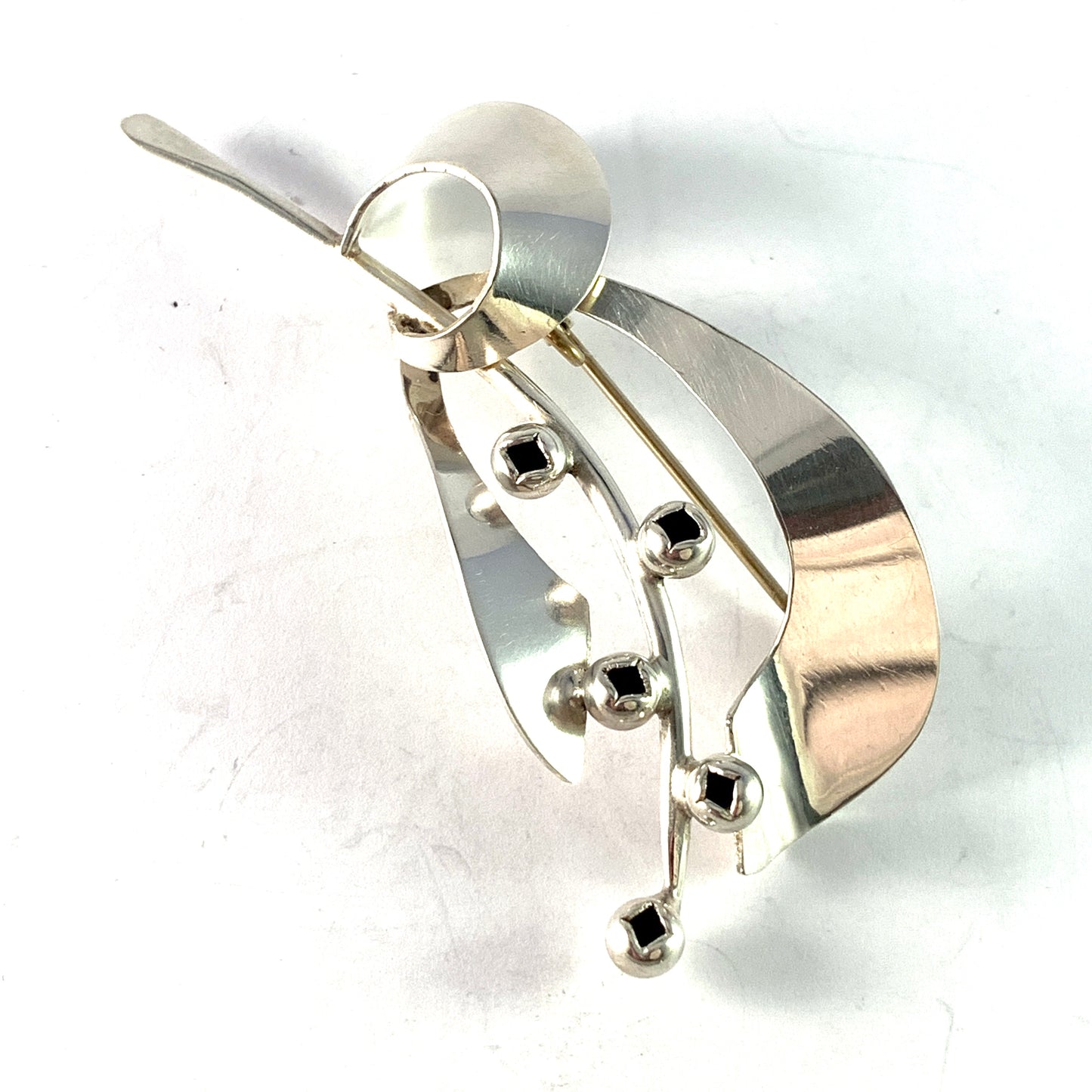 Zahle for Hugo Grun, Sweden 1956. Vintage Sterling Silver Lily of the Valley Brooch. Signed.
