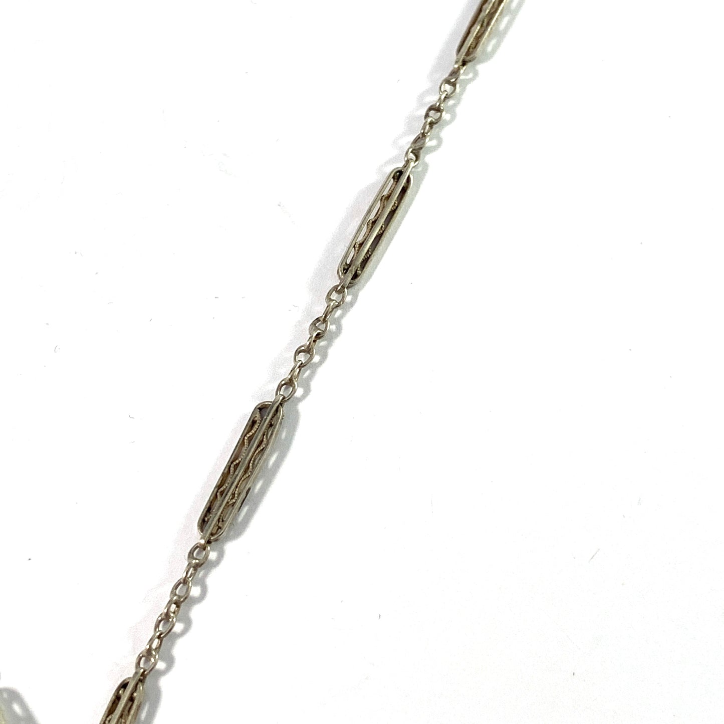 Maker EL, Germany c year 1900 Edwardian 800 Silver M o P Paste Stone Pendant Necklace.