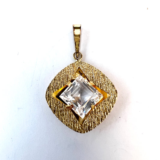 Sweden 1970s. Vintage 18k Gold Rock Crystal Pendant.