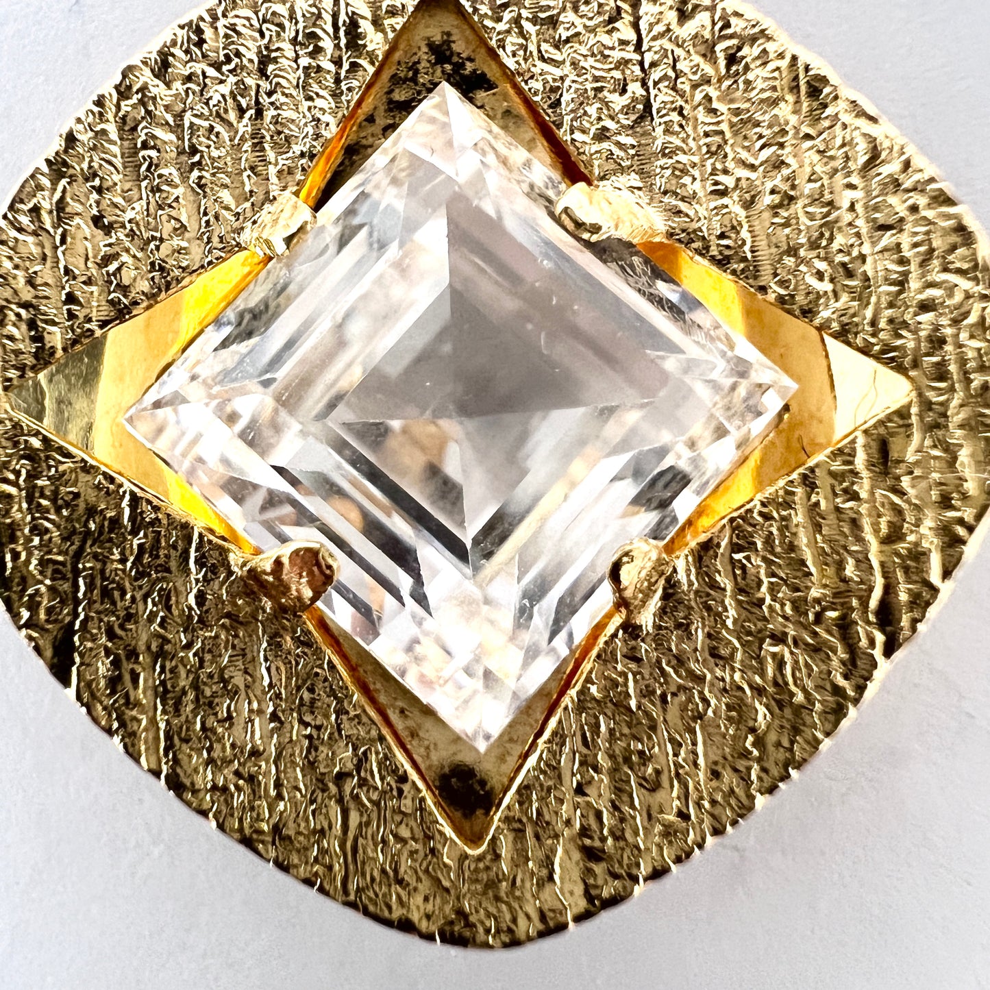 Sweden 1970s. Vintage 18k Gold Rock Crystal Pendant.