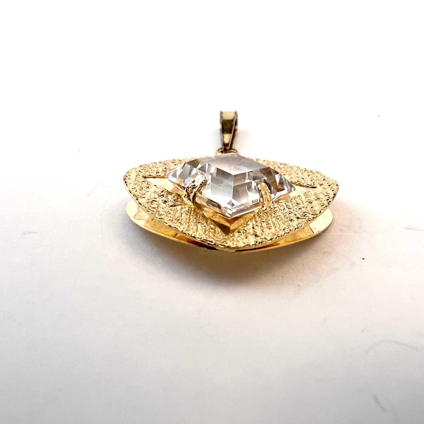 Sweden 1970s. Vintage 18k Gold Rock Crystal Pendant.