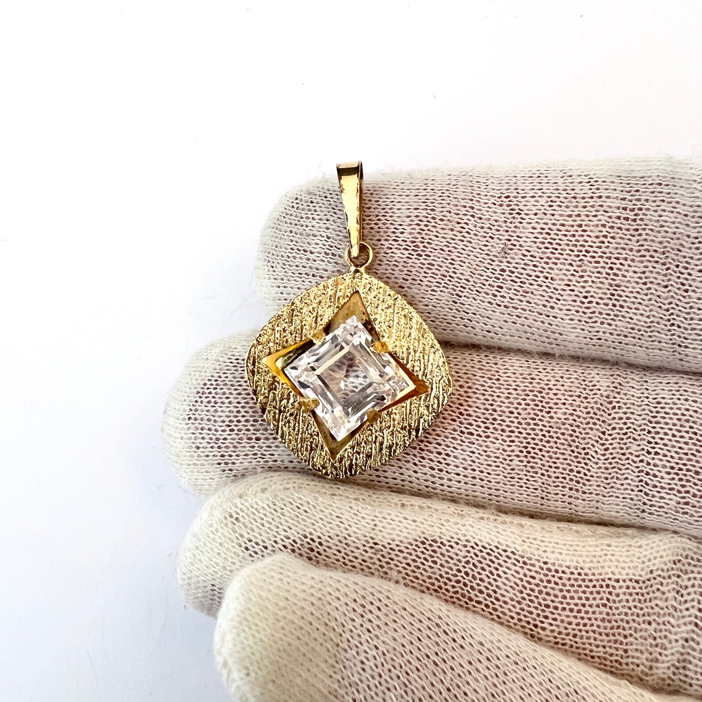 Sweden 1970s. Vintage 18k Gold Rock Crystal Pendant.