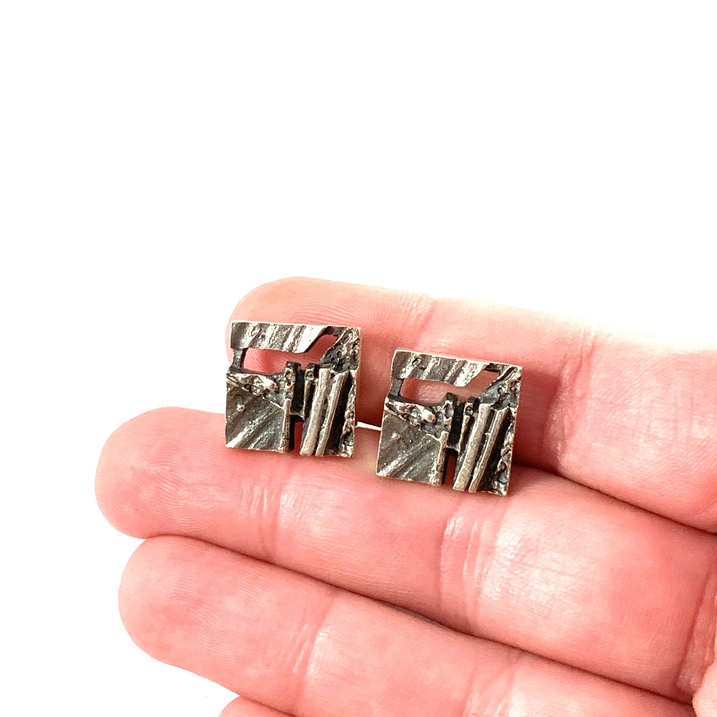 Kultateollisuus, Finland 1960-70s. Solid 830 Silver Modernist Cufflinks.