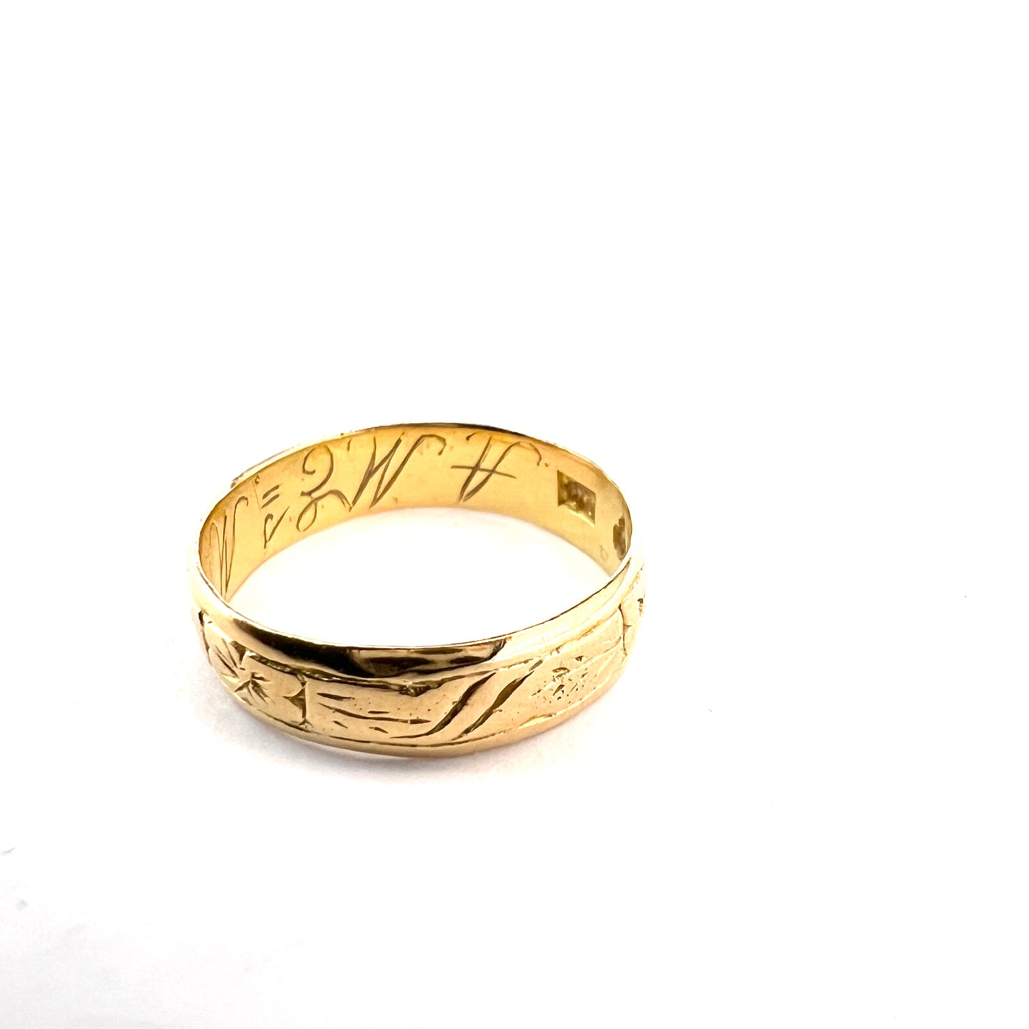 Sweden 1893. Antique Victorian 20k Gold Wedding Band Ring.