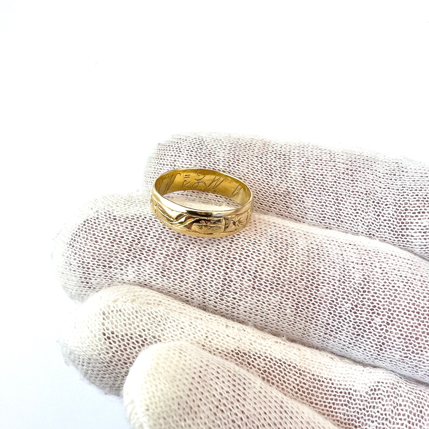 Sweden 1893. Antique Victorian 20k Gold Wedding Band Ring.